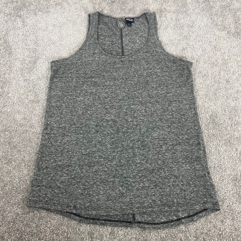 Patagonia Tank Top Womens Large Linen Blend Keyhole Back‎ Gray
